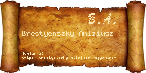 Brestyenszky Aniziusz névjegykártya